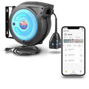 AlphaWorks Mountable Retractable Extension Smart Cord Reel (Alexa, Google Home Enabled) - 14AWG x 50' Ft - 1 of 4