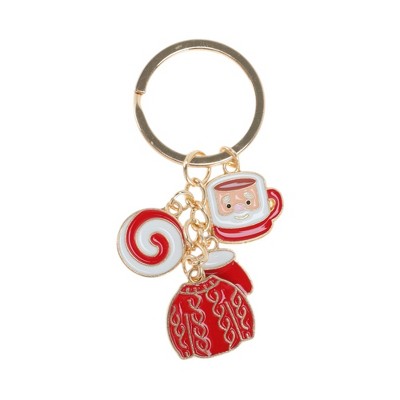 Unique Bargains Christmas Keychain Double Ring Zinc Alloy 3.15" 1 Pc