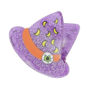 Unique Bargains Halloween Moon & Witch Hat Design Claw Clip Purple 1 Pc - 1 of 4
