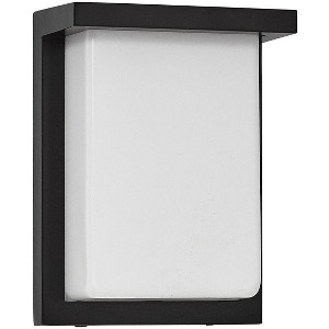 Hamilton Hills 8 Inch Brushed Nickel Squared Flush Mount Outdoor Light Fixture, Black - 1 of 4