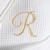 Linum Home Textiles Hotel 100% Turkish Cotton Waffle Terry Personalized White Bathrobe with Gold Satin Piped Trim in Gold Script Font - 2 of 2