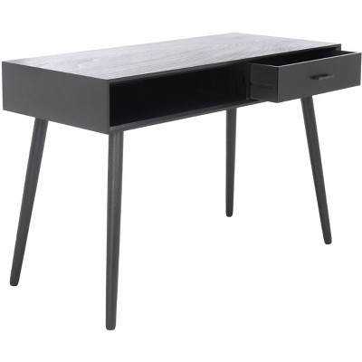 Mid-Century Charm Black Writing Desk with Splayed Legs and Drawer