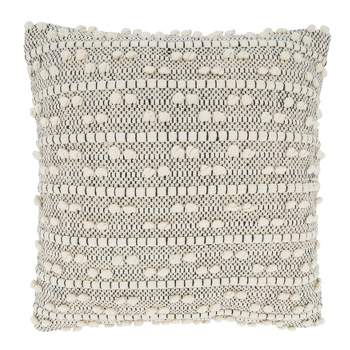 18"x18" Cotton Moroccan Design Square Pillow Cover Natural - Saro Lifestyle