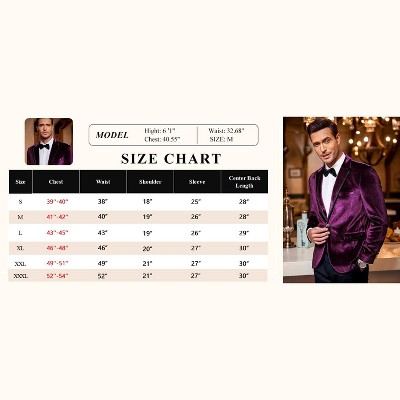 COOFANDY Men's Velvet Blazer One Button Velour Tuxedo Jacket Notched Lapel Suit Jackets for Prom Wedding Party Dinner Black L — фото 7