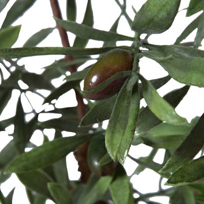27" Potted Artificial Green Olive Tree in White Container