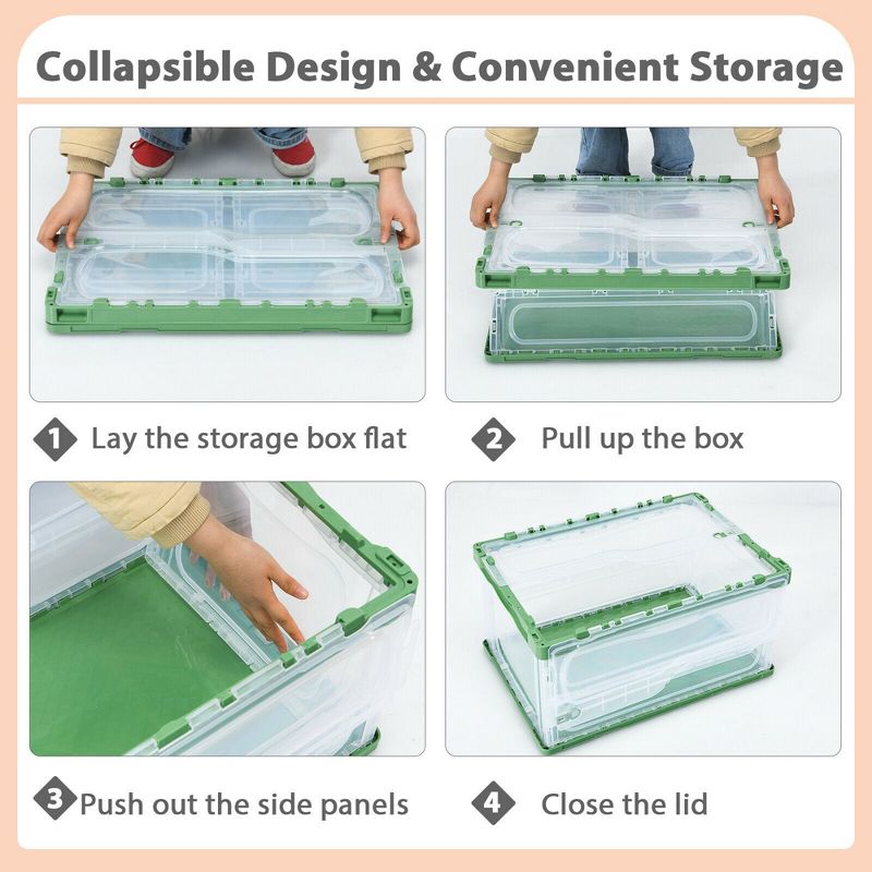 Costway 75L Collapsible Storage Bins Folding Plastic Stackable Utility Crates 4 Pack, 5 of 11