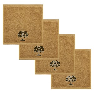 Black Willow Tree Tan Washcloth Set of 4 12x12 VHC Brands - 1 of 3