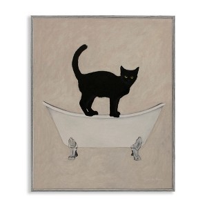 Stupell Industries Black Cat Simple Claw Foot Bathtub Bathroom Painting Framed Giclee Art - 1 of 4