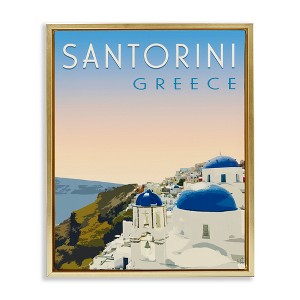 Stupell Industries Vintage Santorini Cityscape Black Framed Floater Canvas Wall Art - 1 of 4