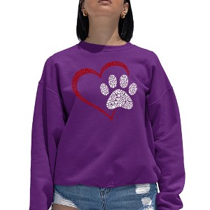 LA Pop Art Paw Heart - Women's Word Art Crewneck Sweatshirt - 1 of 4