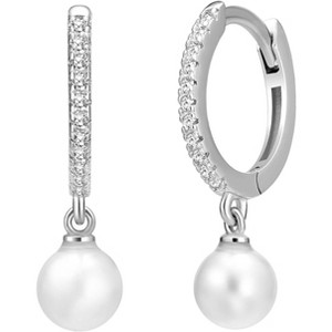 Dainty Huggie Hoop Earrings with Dangle for Women, Solid 925 Sterling Silver Small Huggie Earring with Drop Charms Jewelry Gift for Her - 1 of 4