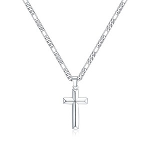 Turandoss S925 Sterling Silver Cross Necklace for Men Boys, Gold Silver Black Cross Pendant Necklace, Fathers Day Christmas Valentines Gifts for Men - 1 of 4