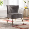 WestinTrends Phoebe Upholstered Tufted Velvet Accent Chair With Metal Leg - 2 of 4