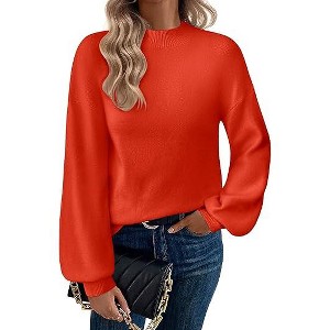 Zeagoo Sweaters for Women Fall Fashion 2025 Trendy Long Sleeve Turtleneck Pullover Lantern Knit Sweater Tops - 1 of 4