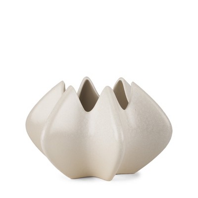 HomeRoots 9" Cream Sculptural Ceramic Table Vase