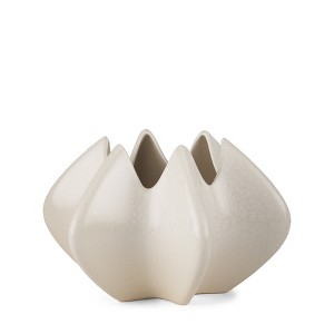 HomeRoots 9" Cream Sculptural Ceramic Table Vase - 1 of 4