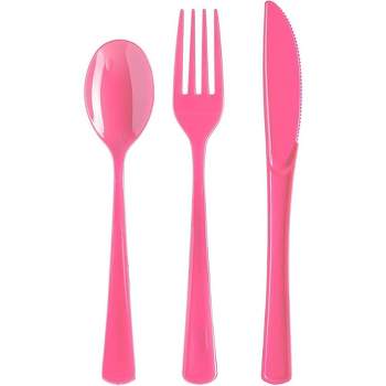 Exquisite Solid Color Plastic Utensil Cutlery Set Forks Spoons Knives- 150 Pack