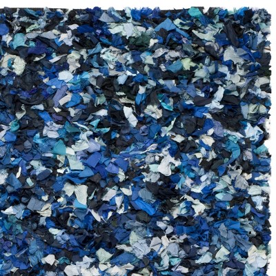 Navy and Multicolor Rectangular Synthetic Shag Area Rug, 8' x 10'