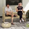 Outsunny Wooden Garden Bench with Table, Umbrella Hole, 2-Seat Wagon Wheel Outdoor Bench, High Backrest, Armrests for Backyard, Patio - 3 of 4