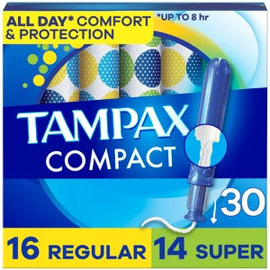 Tampax Compact Multipack Tampons - Regular/Super - 30ct - 1 of 4