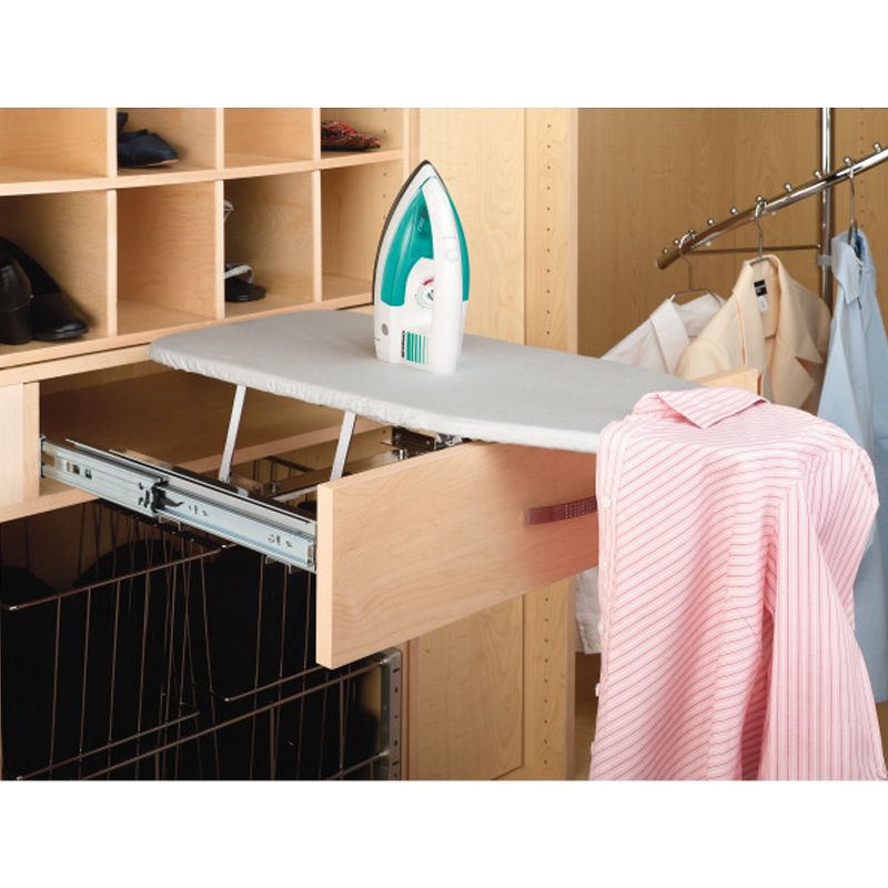 Rev-A-Shelf Pull-Out Stowaway Closet or Drawer Ironing Board w/Ball-Bearing Slides, Retractable, Foldable, and Adjustable, Gray, CIB-16CR, 3 of 8