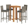 vidaXL Garden Bar Set Grey Solid Acacia Wood Medium Removable Covers - 2 of 4