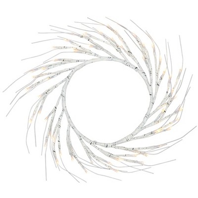 The Lakeside Collection 24" Lighted Birch Wreath