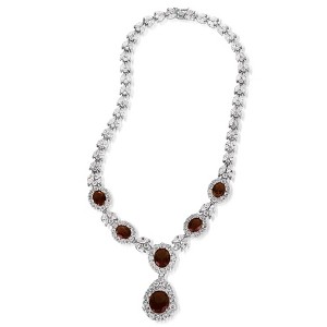 Guili Sterling Silver Rhodium-Plated Ruby Fancy Necklace in Green, Blue, or Red—Elegant, Stylish, and Perfect for Formal or Evening Wear. - 1 of 3