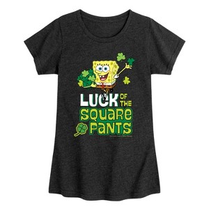 Girls' - SpongeBob Squarepants - Luck Of The Square Pants Fitted Short Sleeve Graphic T-Shirt - 1 of 4