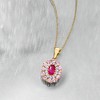 Ross-Simons 0.30 Carat Ruby and .80 ct. t.w. Pink Sapphire Pendant Necklace With .14 ct. t.w. Diamond in 14kt Yellow Gold Size 18 - 3 of 4