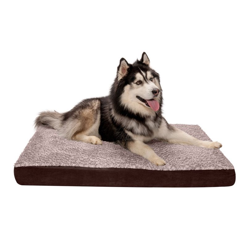 FurHaven Two-Tone Faux Fur & Suede Deluxe Orthopedic Mattress Dog Bed, 1 of 5