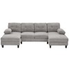 Homy Casa U-Shaped Sectional Sofa with Storage Pockets and Armrest Pillows, Modern 6-Seat Living Room Couch, Grey - 4 of 4