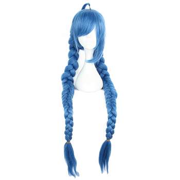Unique Bargains Women's Wigs 53" Blue with Wig Cap