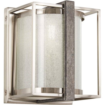 Minka Lavery Tyson's Gate 7"H Brushed Nickel with Shale Wood Wall Sconce