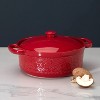 Itopfox Lace Emboss Casserole Dish with Lid, 2 Quart Ceramic Round Serving Dish for Oven to Table, Dinner and Party, Christmas Gifts in Classic Red - 2 of 4