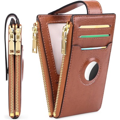 FATMOON Women’s Genuine Leather Bifold Wallet with Built-in AirTag Case – Slim RFID-Blocking Credit Card Holder for Everyday Use, Travel & Gift