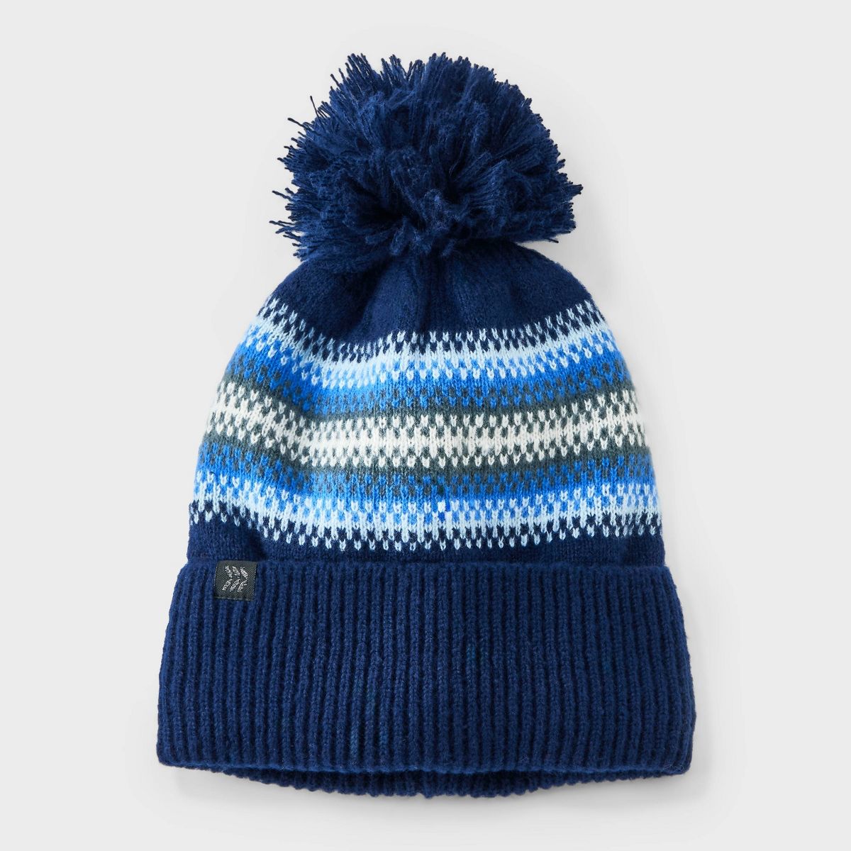 Boys' Striped Knit Beanie Hat - All In Motion™ Blue/Gray