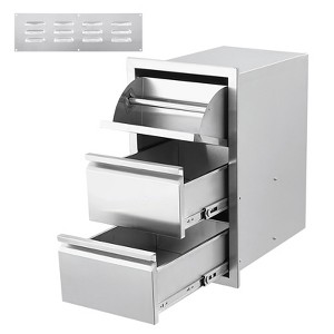 Outdoor Kitchen Drawers with Dividers, Stainless Steel Built-In Single Barbecue Drawer, Built-In Kitchen Island Access Drawer with Ventilation Panel - 1 of 4