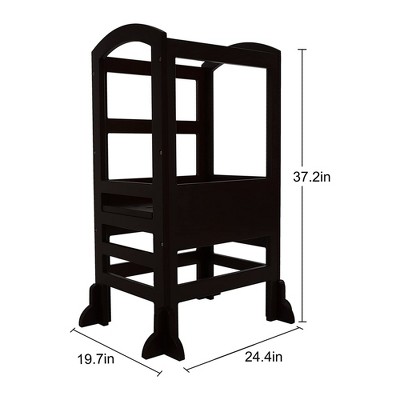 Black Wooden Adjustable Height Kids Learning Step Stool