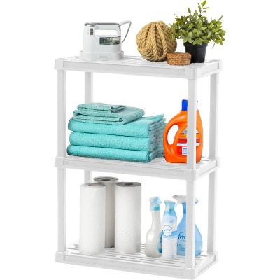 IRIS USA 3-Tier Light Duty Plastic Shelf 150lb Capacity, White