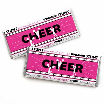 Big Dot of Happiness We've Got Spirit - Cheerleading - Candy Bar Wrapper Birthday Party or Cheerleader Party Favors - Set of 24