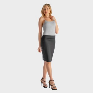 24seven Comfort Aapparel Womens Elastic Waist Solid Color Knee Length Pencil Skirt - 1 of 4