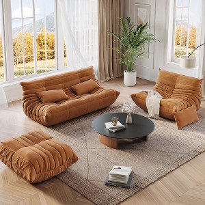Modular Sectional Sofa, L-Shaped Bean Bag Couch, Oversized Fireside Chair Bean Bag Sofa & Loveseat with Ottoman (Single Sofa + Loveseat with Ottoman) - 1 of 4