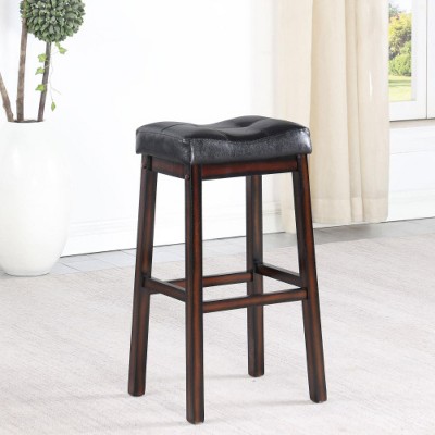 Black and Cappuccino 30" High Upholstered Bar Stools (Set of 2)