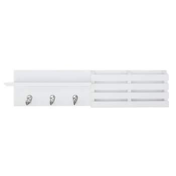 Sydney Wall Shelf with Hooks and Mail Sorter - White