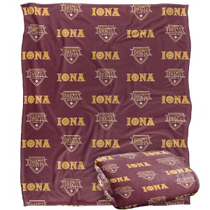 Iona College Logo Pattern Silky Touch Blanket White 50x60 - 1 of 4