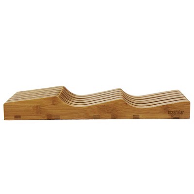 Oceanstar Bamboo In-Drawer Knife Organizer with Wavy Design