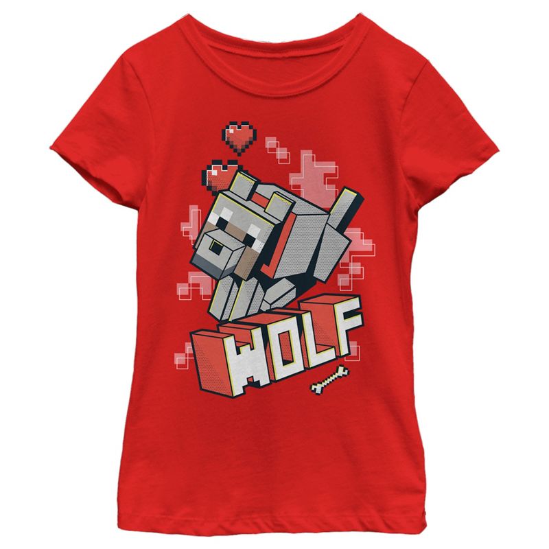 Girl's Minecraft Wolf T-Shirt, 1 of 5