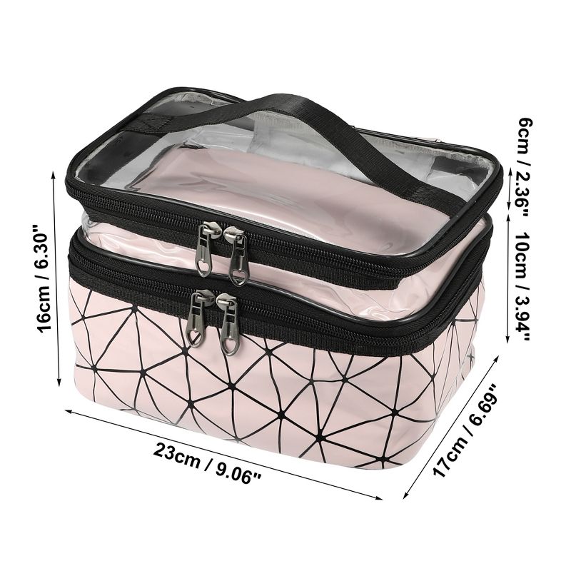 Unique Bargains Double Layer Makeup Bag Cosmetic Travel Bag Case Organizer Bag Clear Bags for Women 1 Pcs, 5 of 7
