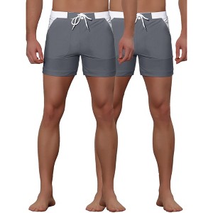 Lars Amadeus Men's Summer Stylish Contrast Color Elastic Waist Surfing Board Shorts 2 Pack - 1 of 4